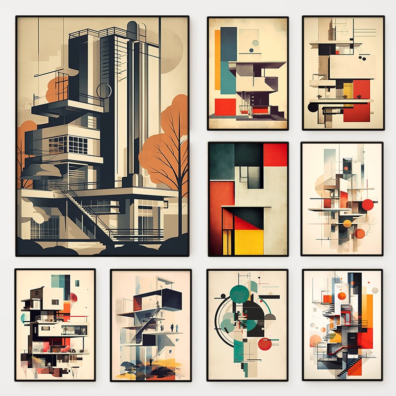 Poster Sketsa Arsitektur Bauha - Photography Geometry ulasan dan harga